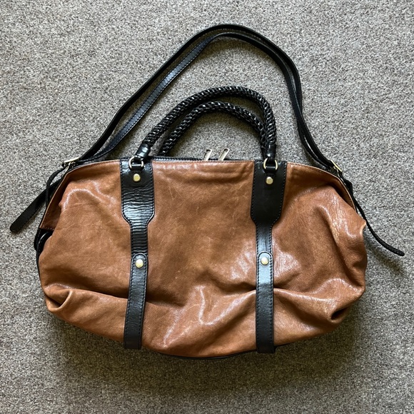 Gryson Jasper Leather Large Tote Shoulder Hand Bag Suede Lining Brown Black - Picture 3 of 16